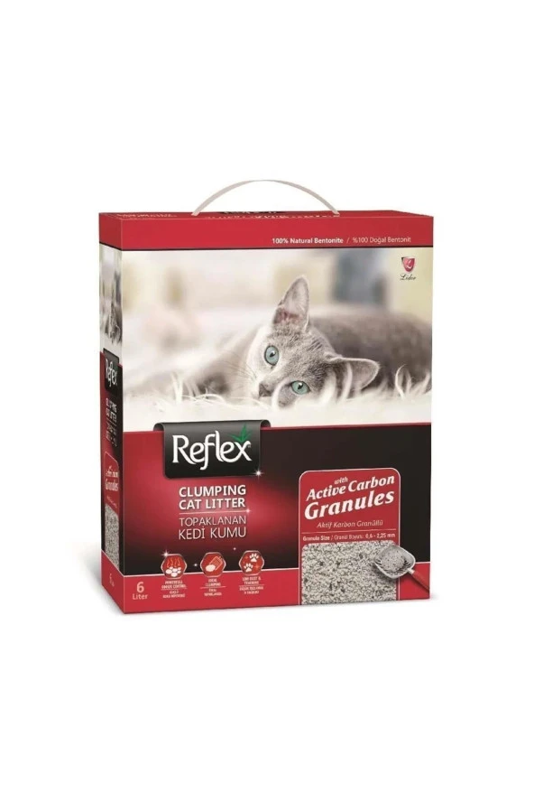 Reflex Kırmızı Granül Aktif Karbonlu Topaklanan Kedi Kumu 6 Lt