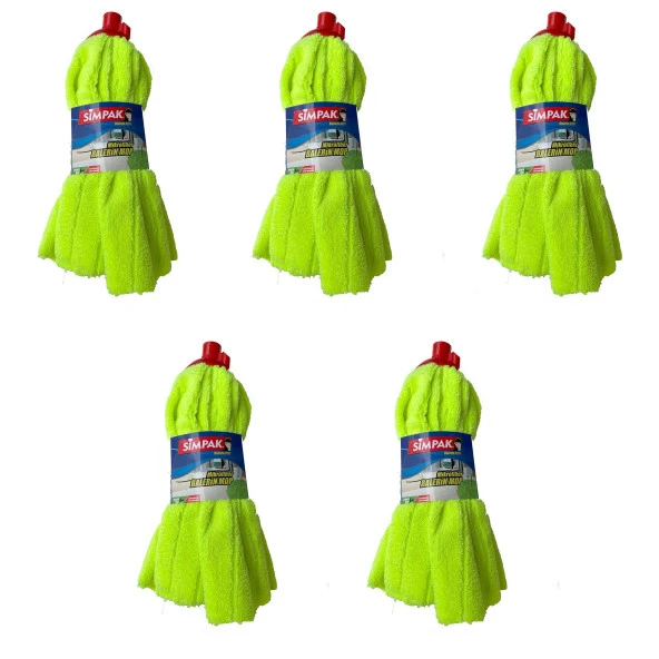 Simpak Balerin Mop - L Büyük Boy - 30 Cm. - 200 Gr. - Yedek Mop / Islak Mop / Paspas Ucu - 5 Adet