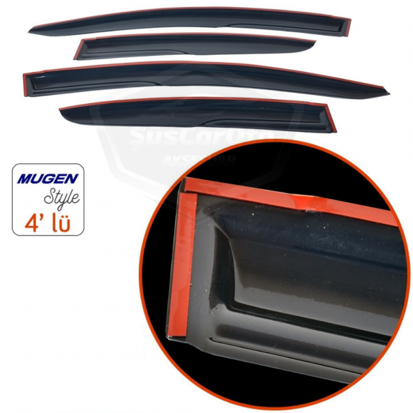 Peugeot 407 2004-2010 Uyumlu Mugen Cam Rüzgarlığı Seti Piano Black 4lü İthal - 2