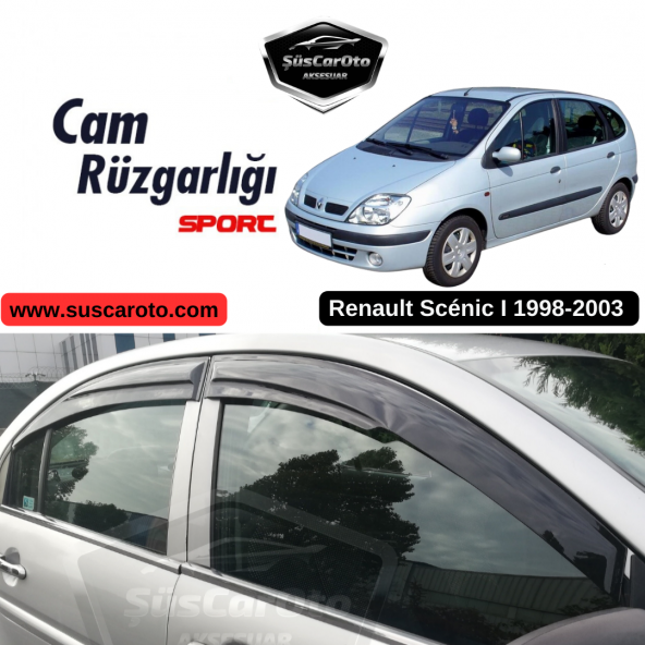 Renault Scenic 1 1998-2003 Uyumlu Mugen Cam Rüzgarlığı Seti Piano Black 4lü İthal