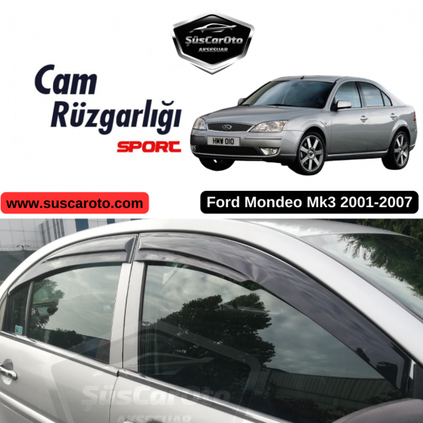 Ford Mondeo Mk3 2001-2007 Uyumlu Mugen Cam Rüzgarlığı Seti Piano Black 4lü İthal