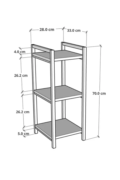 Metal Ahşap Dekoratif Çok Amaçlı Raf 3 Katlı Banyo Mutfak Rafı Çiçeklik Organizer Atlantik Çam - 4
