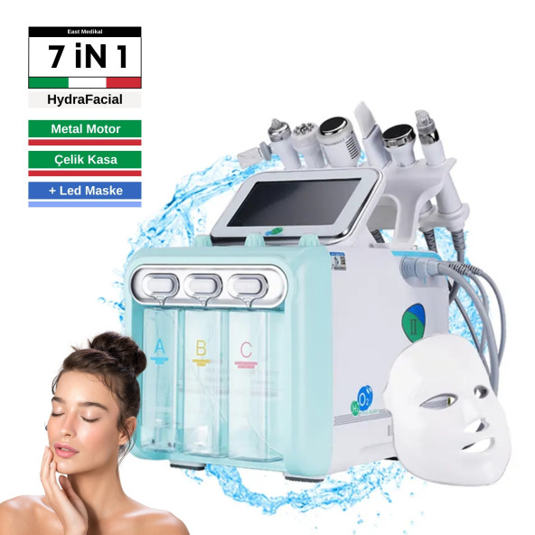 Hydrafacial Led Terapi Hydra Facial 7+1 &büyük Metal Vakum Motorulu