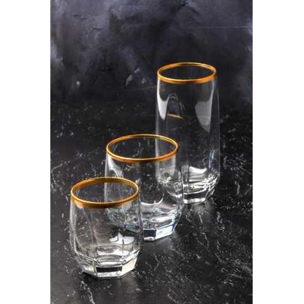 Lav Yaldızlı Diamond Bardak Tarkımı Seti 18 Parça Set - 3