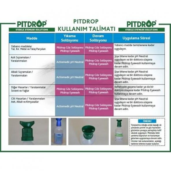 Pit Drop Göz Solüsyonu Göz Yıkama Duşu 250 ML Yeşil + Yeşil - 2