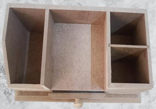 Hobi Adn 90238 Dekoratif Kalemlik Tek Çekm Ahşap MDF HAM CNC Kesim MODEL El Yapım - 2