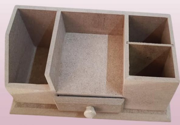 Hobi Adn 90238 Dekoratif Kalemlik Tek Çekm Ahşap MDF HAM CNC Kesim MODEL El Yapım - 3