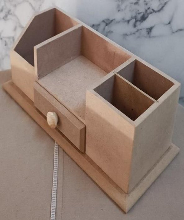 Hobi Adn 90238 Dekoratif Kalemlik Tek Çekm Ahşap MDF HAM CNC Kesim MODEL El Yapım - 8