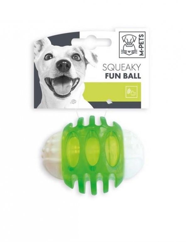 M-Pets Squeaky Funball Termoplastik Top Sesli Köpek Oyuncağı Yeşil 6,7 Cm