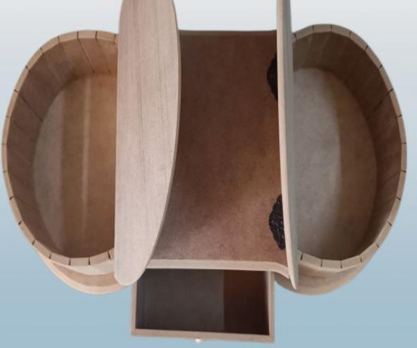 Hobi Adn 90239 Dekoratif Kapaklı Kutu Tek Çekmece Ahşap MDF HAM MODEL El Yapım - 2