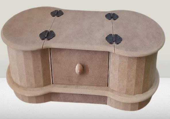 Hobi Adn 90239 Dekoratif Kapaklı Kutu Tek Çekmece Ahşap MDF HAM MODEL El Yapım - 5