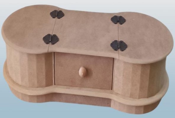 Hobi Adn 90239 Dekoratif Kapaklı Kutu Tek Çekmece Ahşap MDF HAM MODEL El Yapım - 6