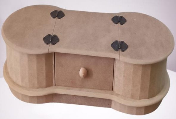 Hobi Adn 90239 Dekoratif Kapaklı Kutu Tek Çekmece Ahşap MDF HAM MODEL El Yapım - 7