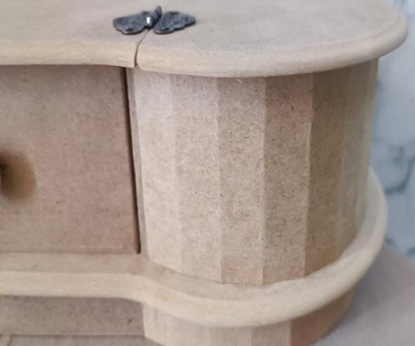 Hobi Adn 90239 Dekoratif Kapaklı Kutu Tek Çekmece Ahşap MDF HAM MODEL El Yapım - 9