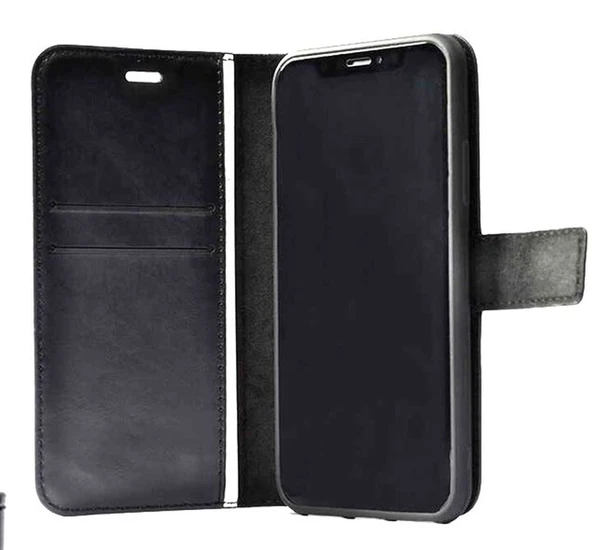 Samsung Galaxy A10 Uyumlu Kapaklı Cüzdanlı Kılıf Kartvizit Gözlü Tam Kavrayan Lüks Kılıf Siyah ürün görseli 1