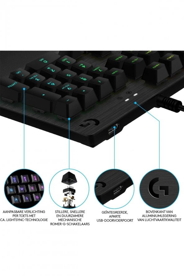 Logitech G512 Carbon Lightsync GX Brown Switch RGB Mekanik Türkçe Oyuncu Klavyesi 920-009353 - 5