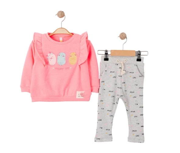 Via Girls 1-4 Yaş Happy Cat Baskılı Takım