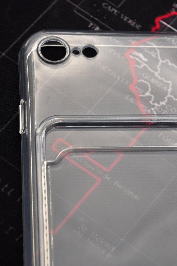 iPhone 7 / 8 Uyumlu Kredi Kartlıklı Şeffaf Kılıf Kamera Korumalı - Resim 3