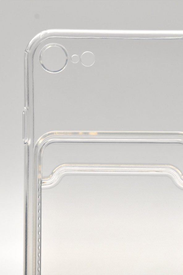 iPhone 7 / 8 Uyumlu Kredi Kartlıklı Şeffaf Kılıf Kamera Korumalı - Resim 5
