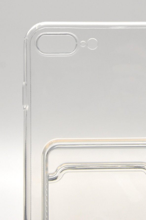 iPhone 7 Plus / 8 Plus Uyumlu Kredi Kartlıklı Şeffaf Kılıf Kamera Korumalı - 5