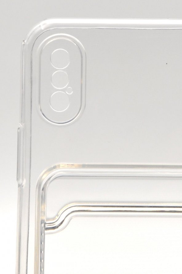 iPhone X Uyumlu Kredi Kartlıklı Şeffaf Kılıf Kamera Korumalı - Resim 5