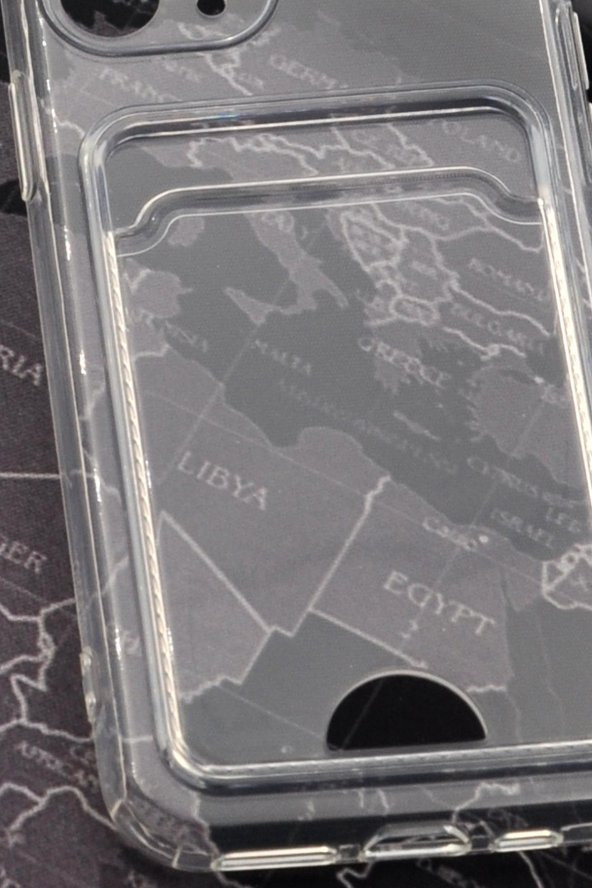iPhone 11 Pro Uyumlu Kredi Kartlıklı Şeffaf Kılıf Kamera Korumalı - Resim 4