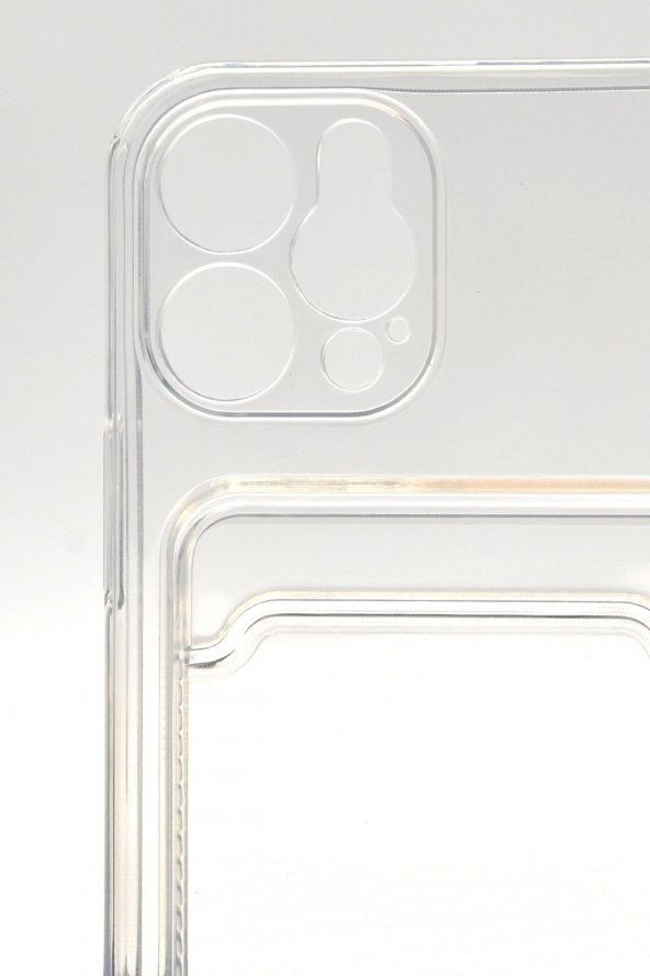 iPhone 12 Uyumlu Kredi Kartlıklı Şeffaf Kılıf Kamera Korumalı - Resim 5