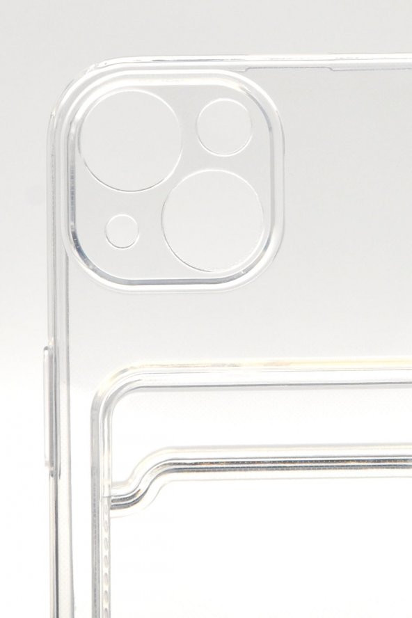 iPhone 14 Uyumlu Kredi Kartlıklı Şeffaf Kılıf Kamera Korumalı - Resim 5
