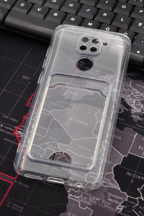 Xiaomi Redmi Note 9 Uyumlu Kredi Kartlıklı Şeffaf Kılıf Kamera Korumalı ürün görseli