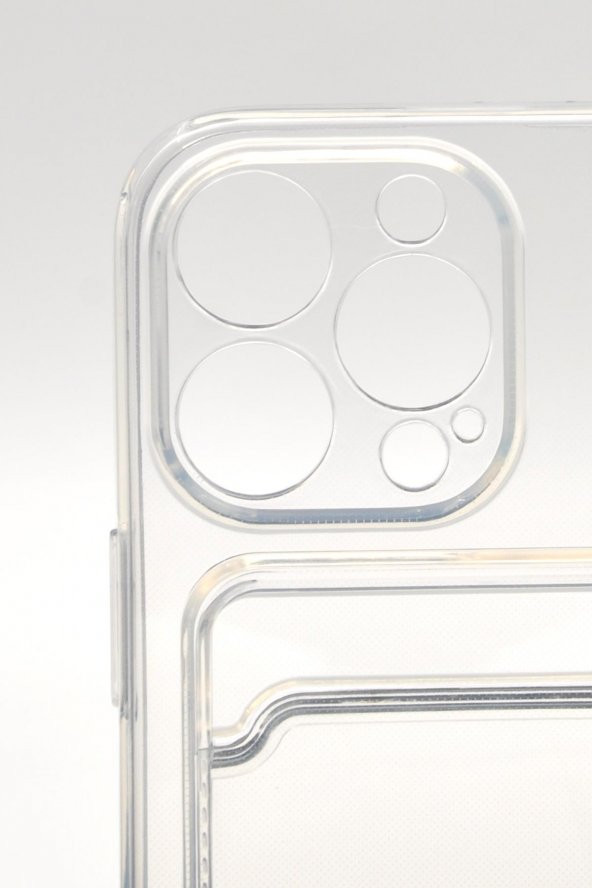 iPhone 13 Pro Max Uyumlu Kredi Kartlıklı Şeffaf Kılıf Kamera Korumalı - Resim 5