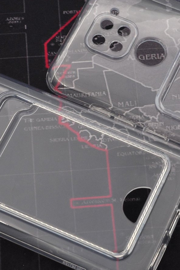 Xiaomi Redmi Note 9 Uyumlu Kredi Kartlıklı Şeffaf Kılıf Kamera Korumalı - Resim 4