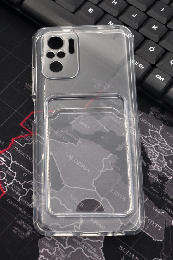 Xiaomi Redmi Note 10 Uyumlu Kredi Kartlıklı Şeffaf Kılıf Kamera Korumalı ürün görseli