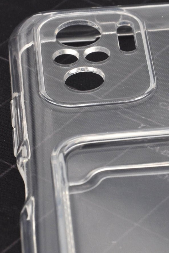 Xiaomi Redmi Note 10 Uyumlu Kredi Kartlıklı Şeffaf Kılıf Kamera Korumalı - Resim 3