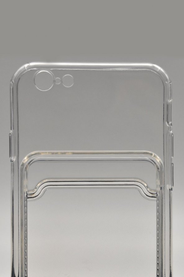 iPhone 6 Uyumlu Kredi Kartlıklı Şeffaf Kılıf Kamera Korumalı - 5