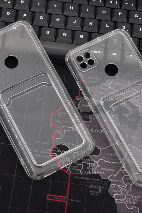 Xiaomi Redmi 9C Uyumlu Kredi Kartlıklı Şeffaf Kılıf Kamera Korumalı - Resim 4