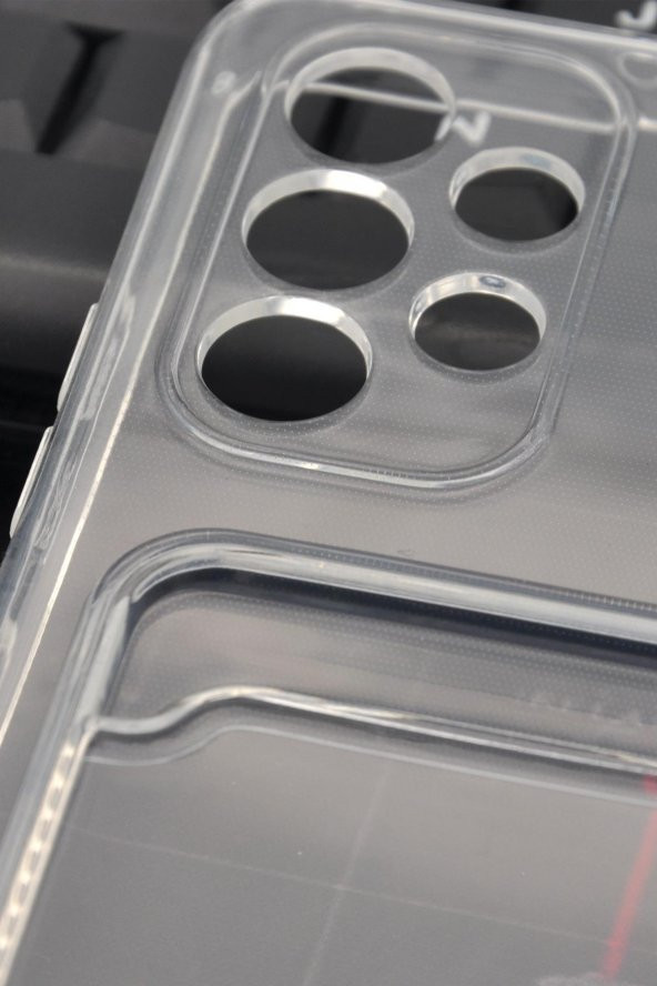 Samsung A23 Uyumlu Kredi Kartlıklı Şeffaf Kılıf Kamera Korumalı - Resim 3