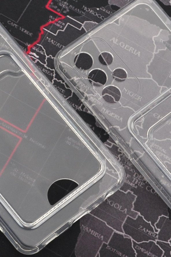 Samsung A23 Uyumlu Kredi Kartlıklı Şeffaf Kılıf Kamera Korumalı - Resim 4