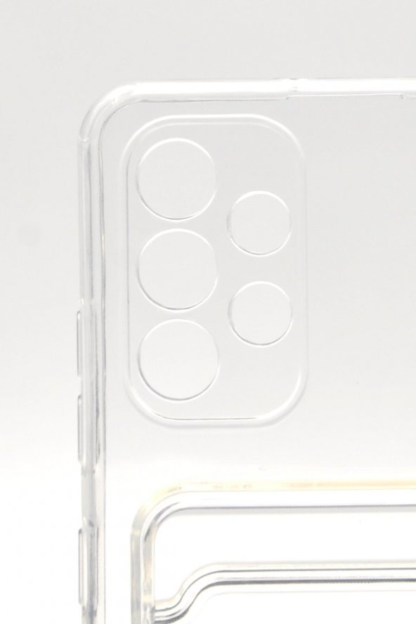 Samsung A23 Uyumlu Kredi Kartlıklı Şeffaf Kılıf Kamera Korumalı - Resim 5