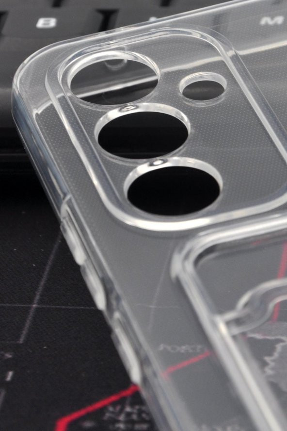 Samsung A54 Uyumlu Kredi Kartlıklı Şeffaf Kılıf Kamera Korumalı - Resim 3