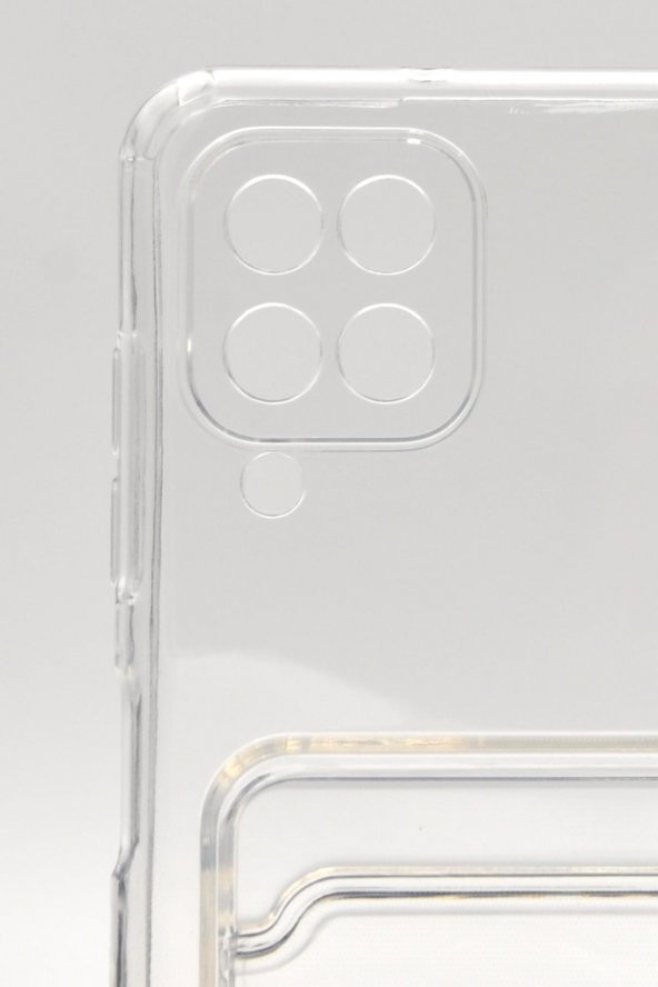 Samsung A12 Uyumlu Kredi Kartlıklı Şeffaf Kılıf Kamera Korumalı - Resim 5