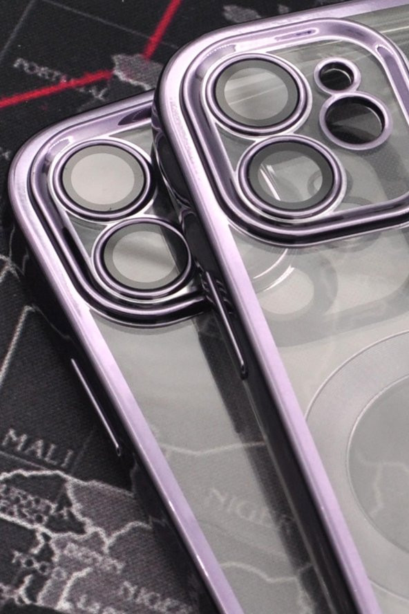 iPhone 11 Uyumlu Mor Renkli Kenarlı Lazerli Şeffaf Kılıf Lens Korumalı - 3