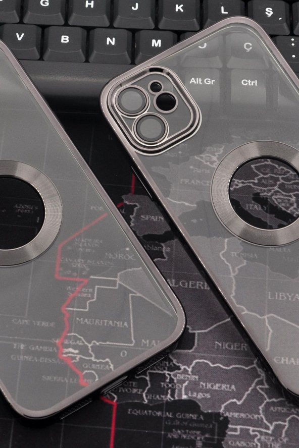 iPhone 11 Uyumlu Siyah Renkli Kenarlı Lazerli Şeffaf Kılıf Lens Korumalı - Resim 6