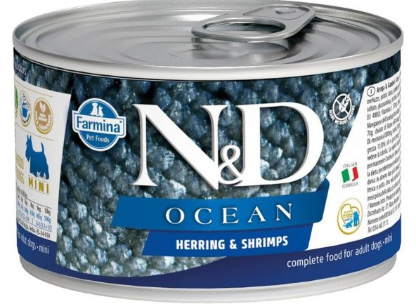 N&D Ringa Balığı ve Karides Mini Irk Köpek Konserve Maması 140 Gr