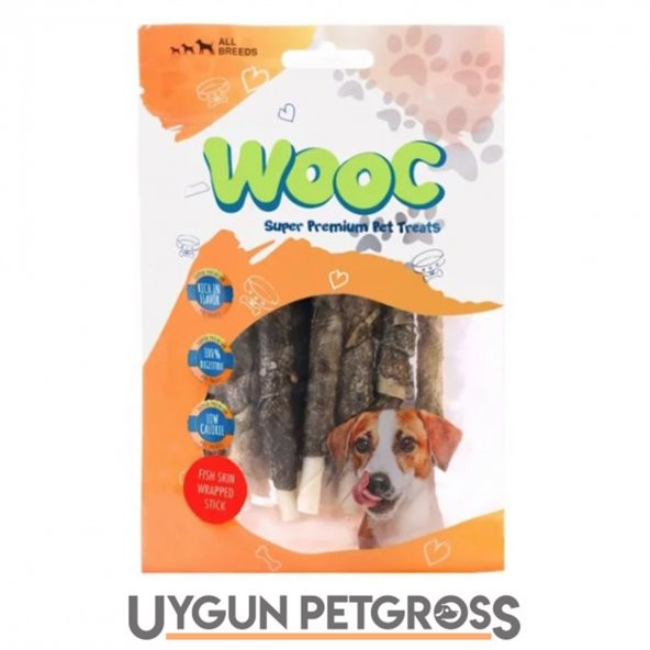 Wooc Balık Derisi Sargılı Sütlü Çubuk Köpek Ödül Maması 80 Gr