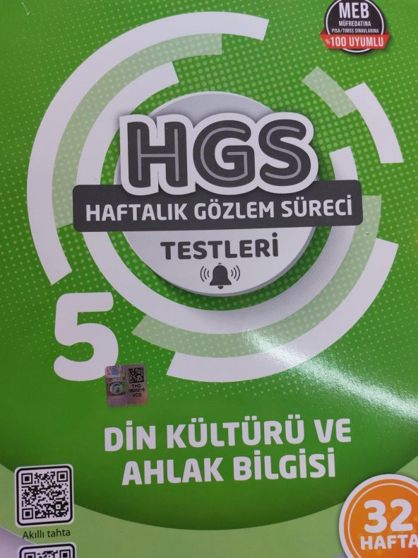 SEVİYE YAYINLARI 5.SINIF DİN KÜLTÜRÜ  VE AHLAK BLGİSİ HGS( HAFTALIK GÖZLEM SÜRECİ) TESTLERİ 32 HAFTA - 2