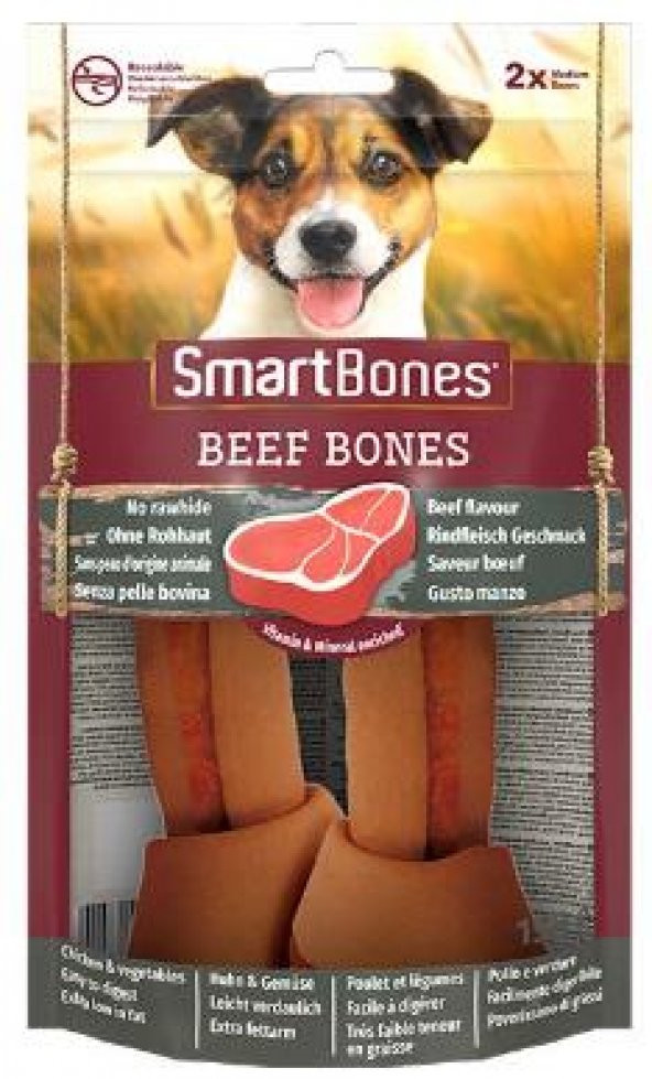 SmartBones Sığır Etli Medium Düğüm Kemik Köpek Ödülü 158 Gr