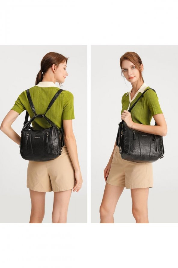 Yıkama Deri Omuz Askılı Kadın Çantası 21-k Barcelona 1838 - 4