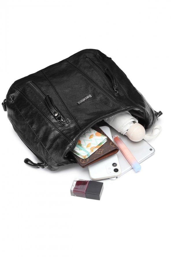 Yıkama Deri Omuz Askılı Kadın Çantası 21-k Barcelona 1838 - 6