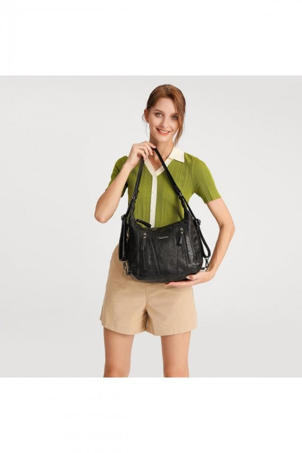 Yıkama Deri Omuz Askılı Kadın Çantası 21-k Barcelona 1838 - 7