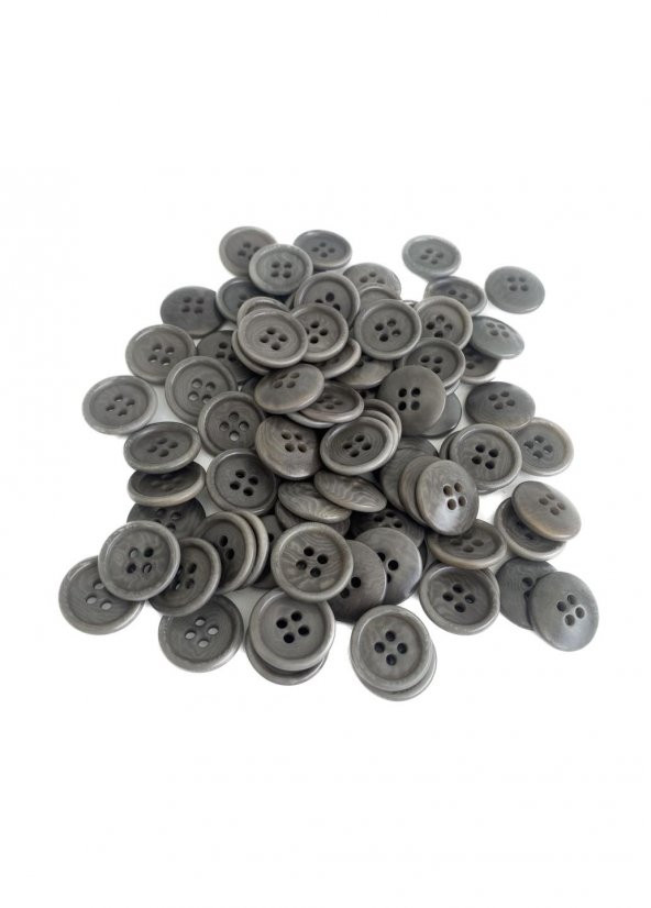 Gritti Group 4 Delikli Organik Düğme 17.5 mm Gri 100 Adet